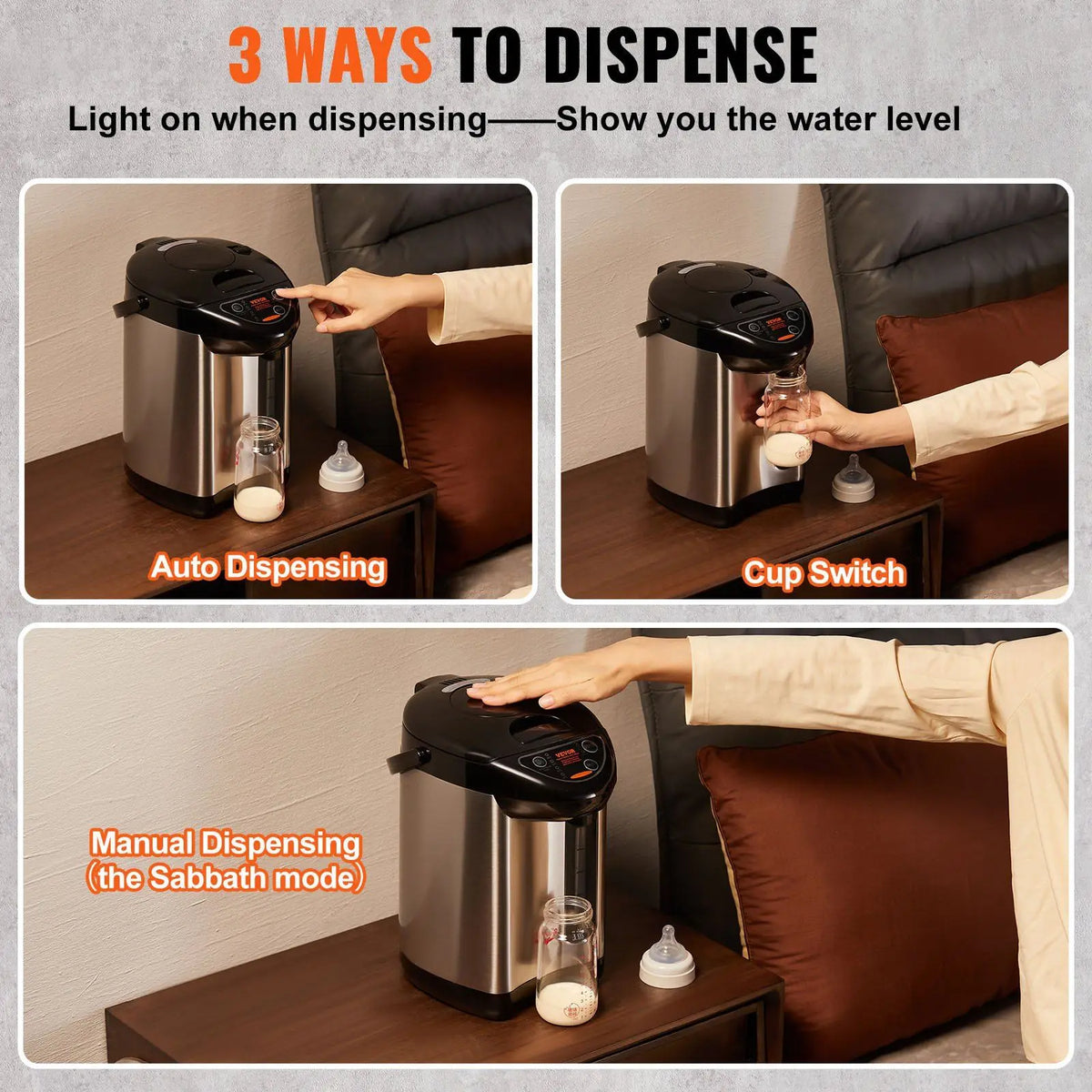 Electric Water Dispenser 3L Instant Hot Desktop Stainless Steel Water Cooler