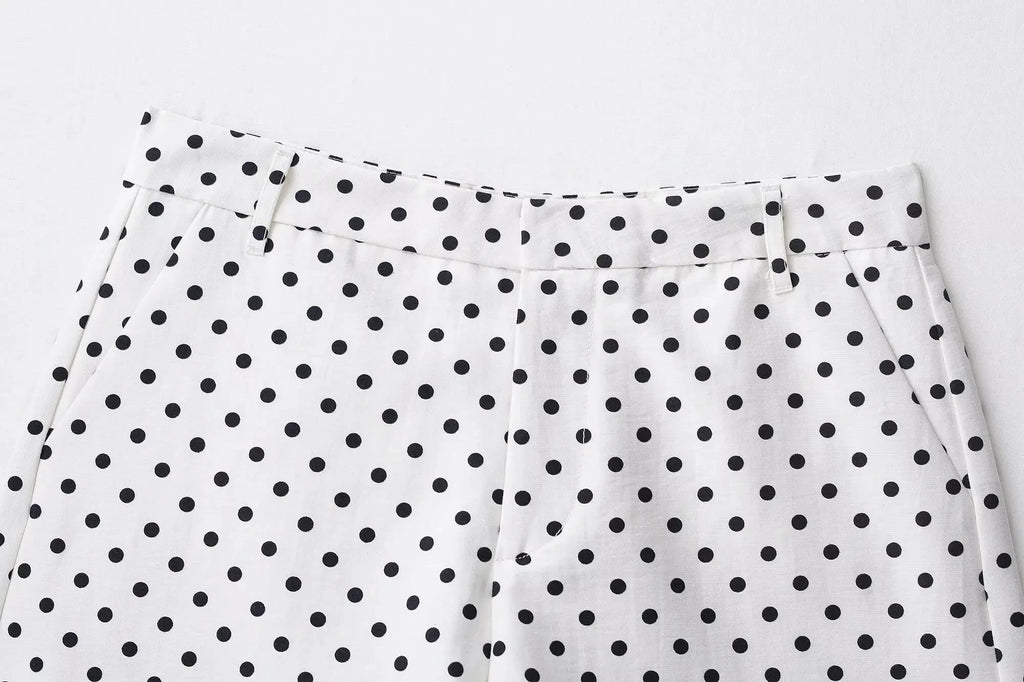 HH Fashion Women's Polka Dot Print Short Coats Autumn Long Sleeves Turtleneck Zipper With Pockets Drawstring Casual Jacket