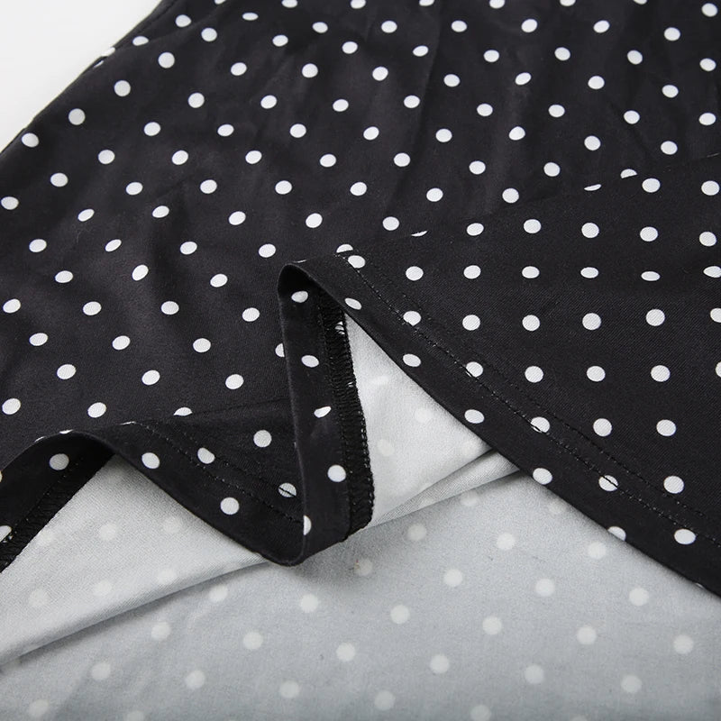 SUCHCUTE Sexy Polka Dot Print Halter Dress For Women Elegant Party Slim Backless Sleeveless Mini Dress Summer Vacation Outfits
