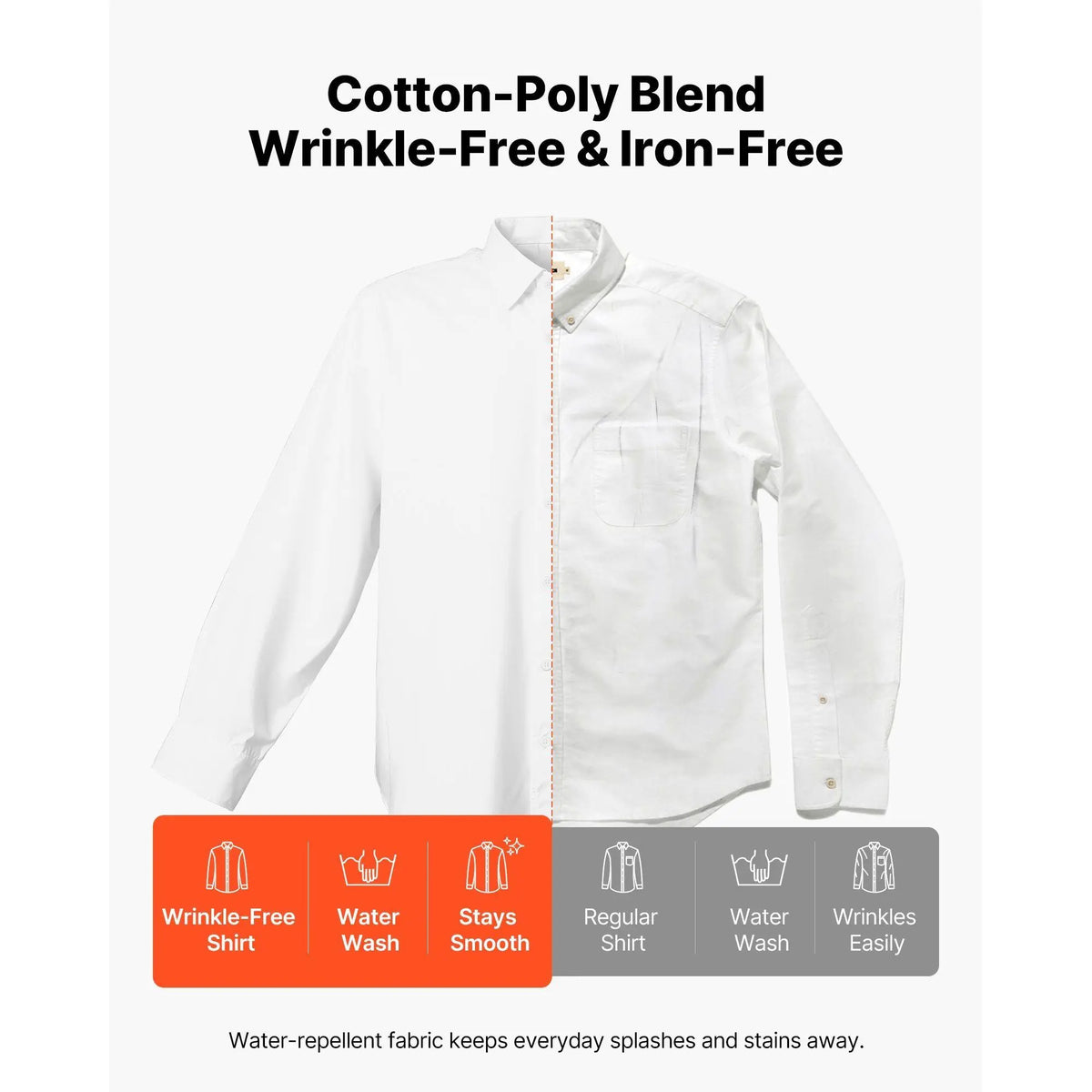 Men's White Slim Fit Long Sleeve Button-Up Dress Shirt Size XL Soft Stretch Fabric Wrinkle-Free Business Casual Style