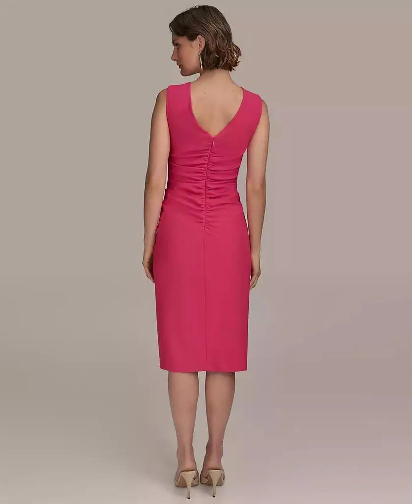 Women's Ruched Draped Sleeveless Sheath Dress