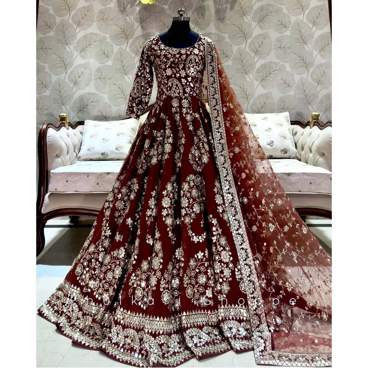 FD Designer Green Evening Dress with Elegant Pent and Beautiful Dupatta for Parties Size m