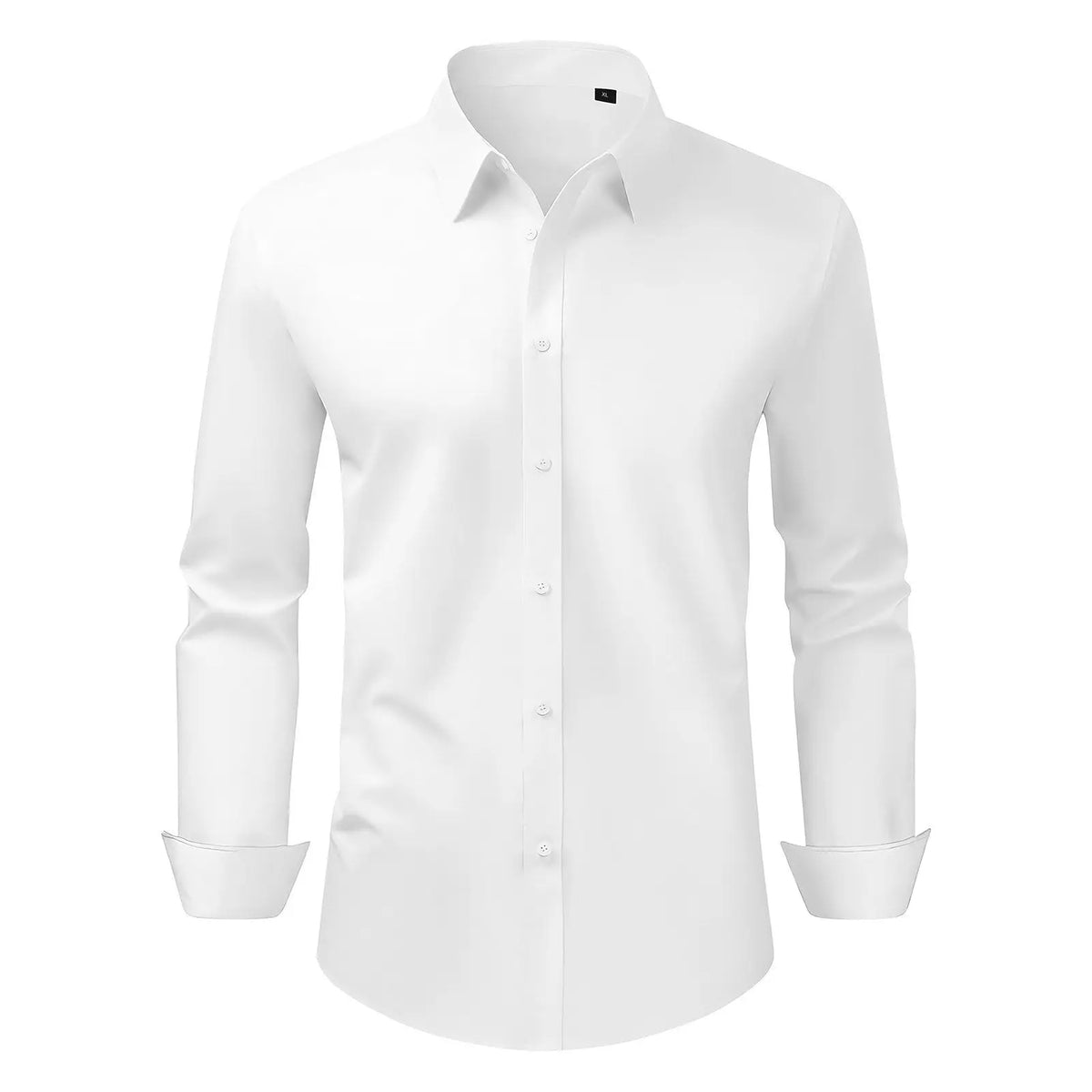 Men's White Slim Fit Long Sleeve Button-Up Dress Shirt Size XL Soft Stretch Fabric Wrinkle-Free Business Casual Style