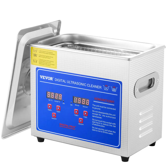 For Electric Digital 40kHz Ultrasonic Cleaner 80W 3L Stainless Steel Heated Jewelry Glasses with Timer Household Use