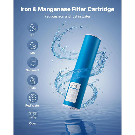 4.5\" X 20\" Whole House Water Filter Replacement Cartridge 3-Stage Iron Manganese Reducing Carbon Filter PP Material