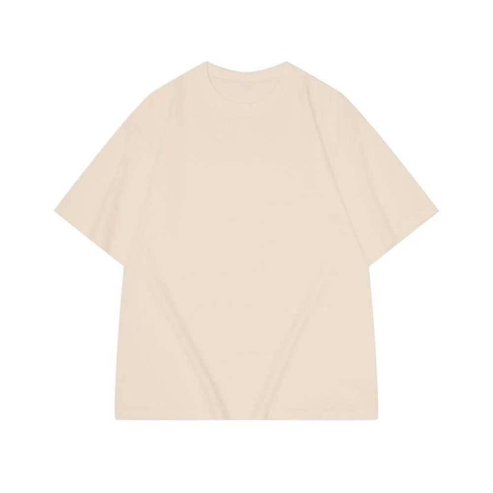 Sycpman 300grams 10.58oz Oversized Loose Heavy Weight Cotton Solid Color Drop Shoulder Short Sleeve T-shirt Men for Summer