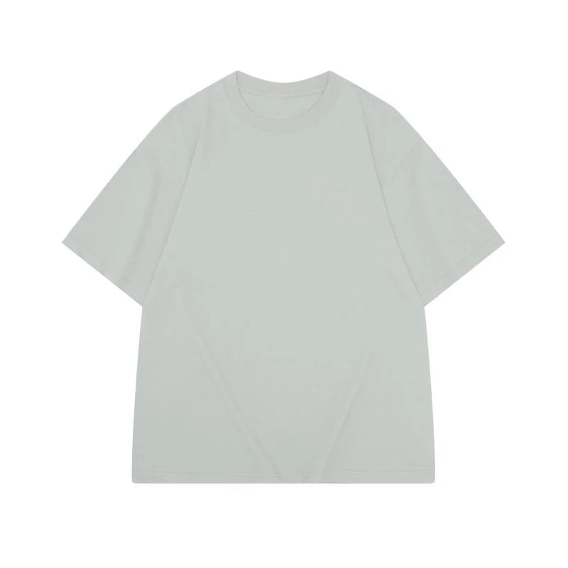 Sycpman 300grams 10.58oz Oversized Loose Heavy Weight Cotton Solid Color Drop Shoulder Short Sleeve T-shirt Men for Summer