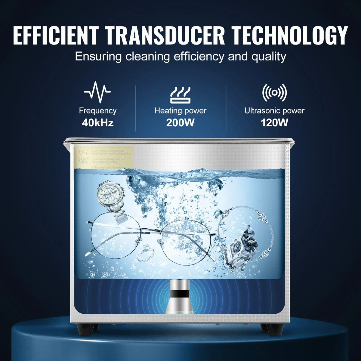 For Electric Digital 40kHz Ultrasonic Cleaner 80W 3L Stainless Steel Heated Jewelry Glasses with Timer Household Use