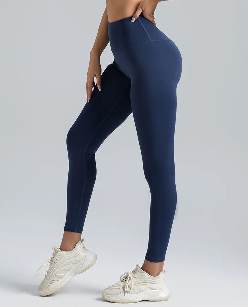 Black Leggings for Women with No T-line High-waisted Hip Lift Yoga Pants with Abdominal Compression and Nude Running Leggings