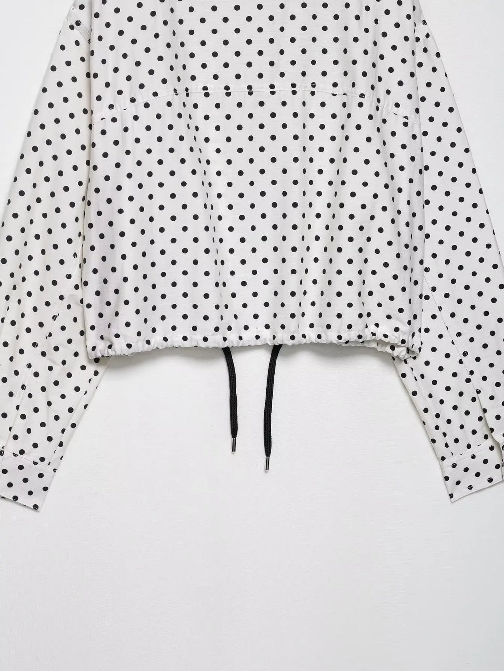 HH Fashion Women's Polka Dot Print Short Coats Autumn Long Sleeves Turtleneck Zipper With Pockets Drawstring Casual Jacket