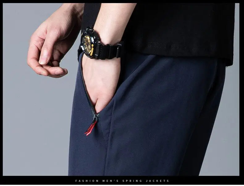 Men's casual pants straight leg slim fit elastic waist jogging pants Korean classic blue black gray men's pants plus size 4XL5XL