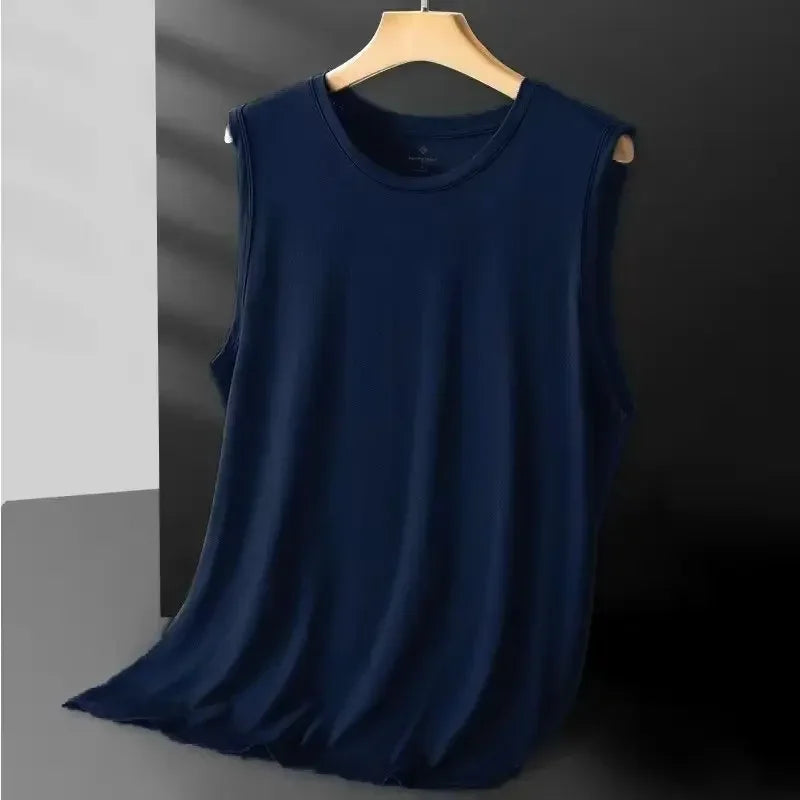 Men's Ice Silk Mesh Vest Lightweight Sports Summer Wear Sleeveless T-shirt Tank Top Casual Fashion Outerwear