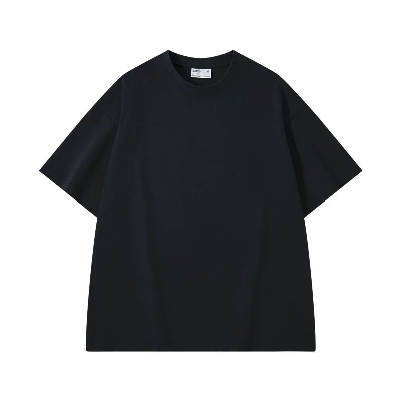 Sycpman 300grams 10.58oz Oversized Loose Heavy Weight Cotton Solid Color Drop Shoulder Short Sleeve T-shirt Men for Summer